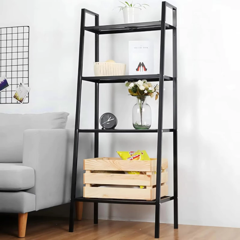 4-Tier Carbon Steel Book Storage Display Rack