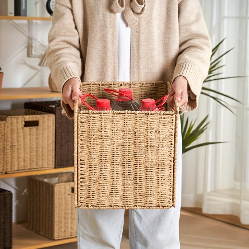 Foldable Rattan Laundry Clothing Storage Basket