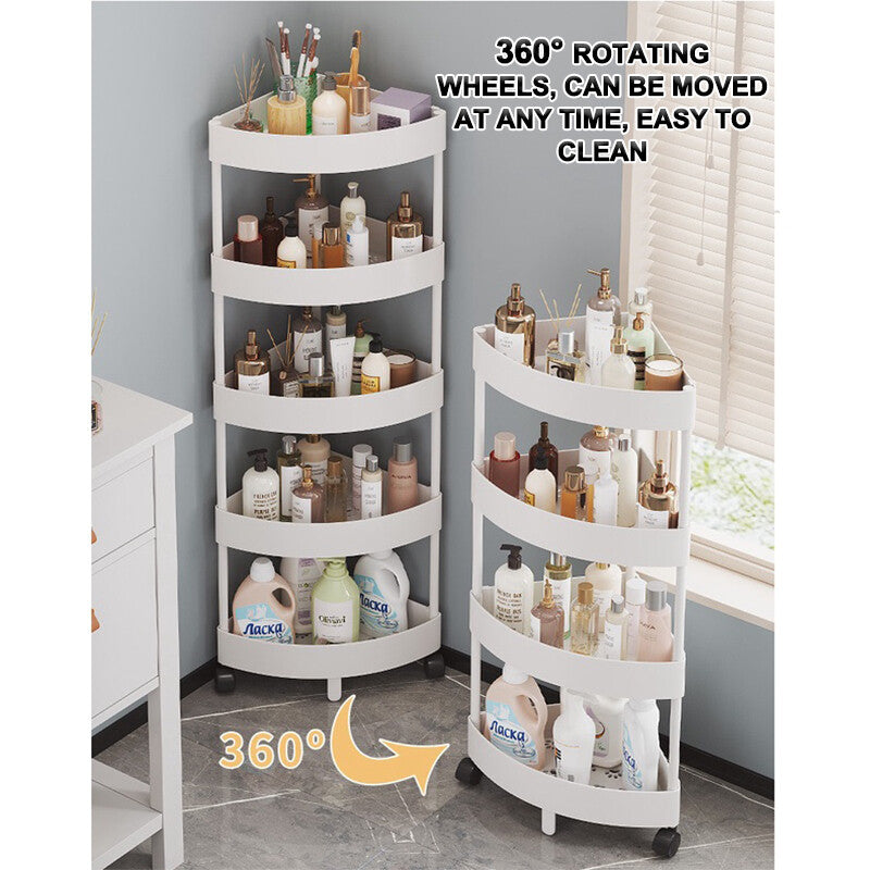 Wheeled Tri-Corner Storage Trolley Rack