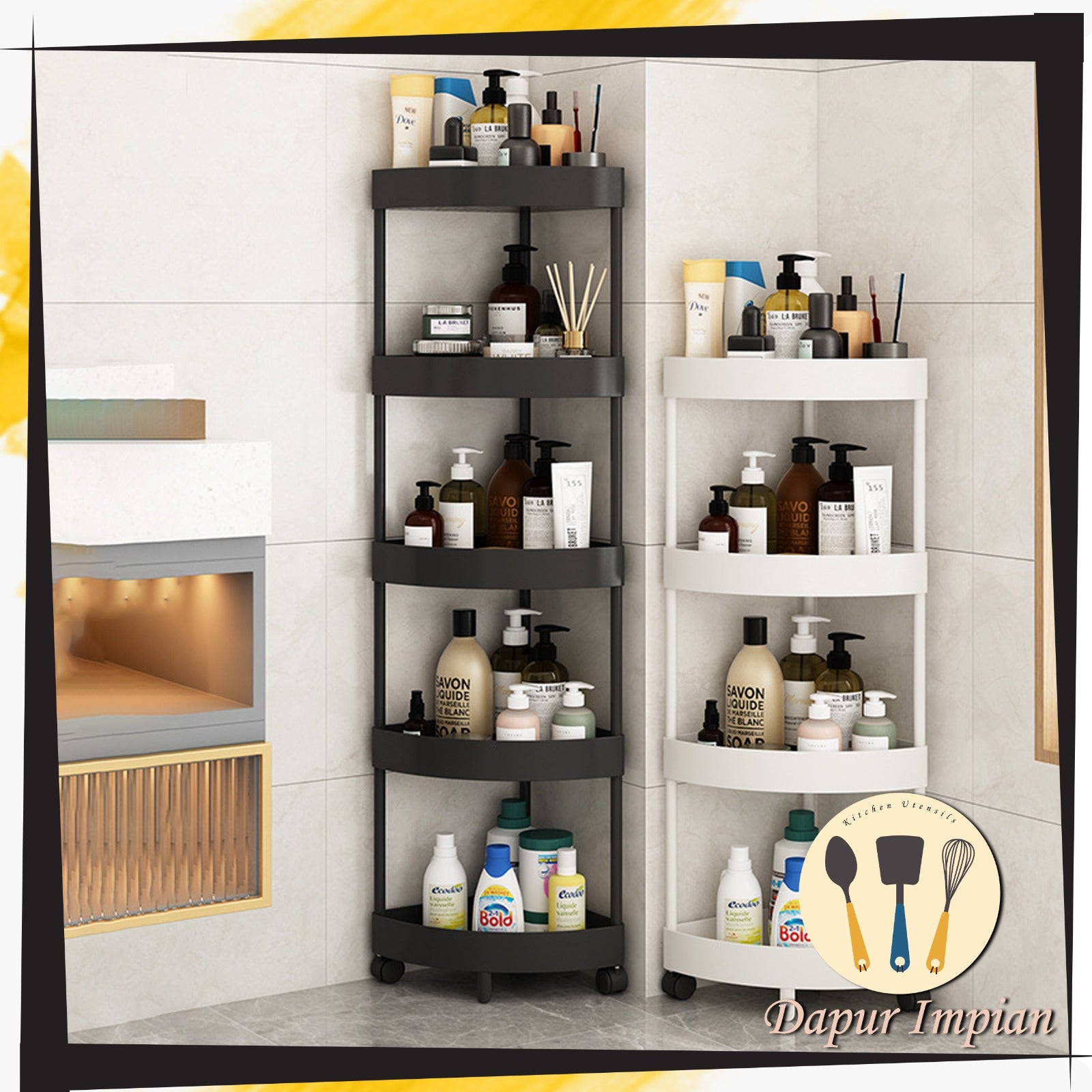 Slim Rolling Plastic Storage Trolley Cart