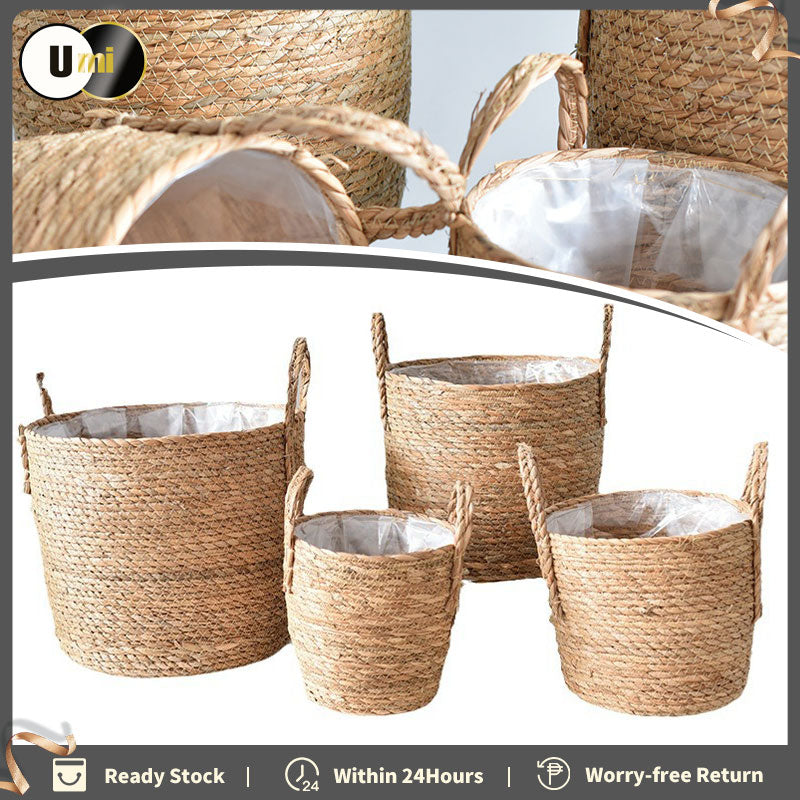Handmade Handle Rattan Multi-use Storage Basket