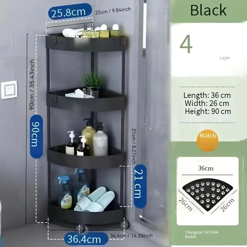 Triangular Rolling Corner Storage Trolley