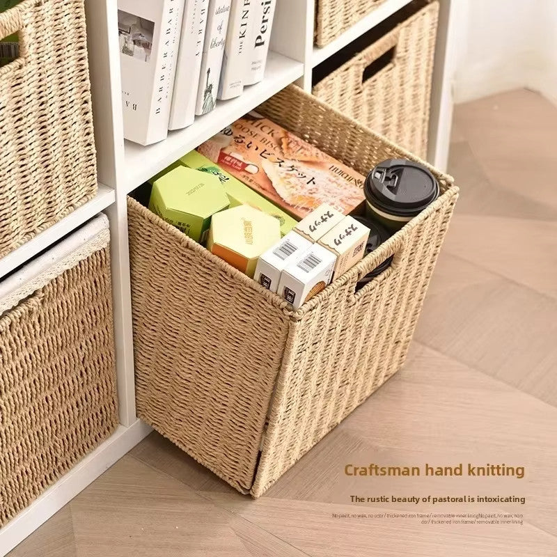 Foldable Rattan Laundry Clothing Storage Basket
