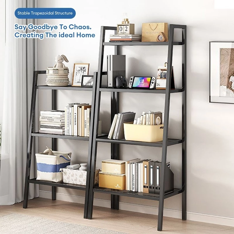 4-Tier Carbon Steel Book Storage Display Rack