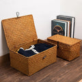 PRADO Lidded Seagrass Rattan Storage Hamper