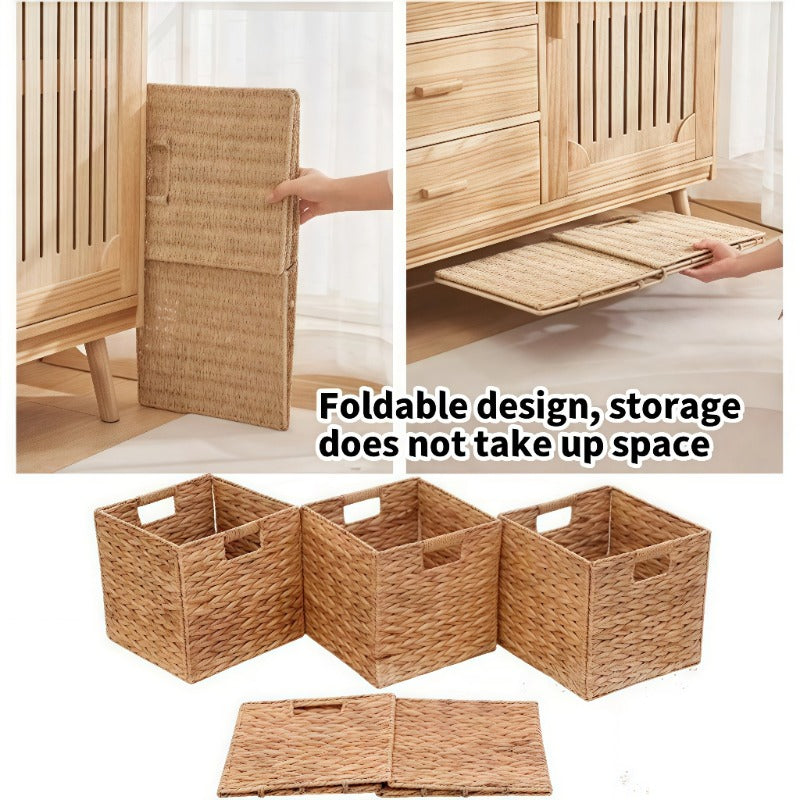 Foldable Handwoven Rattan Storage Basket