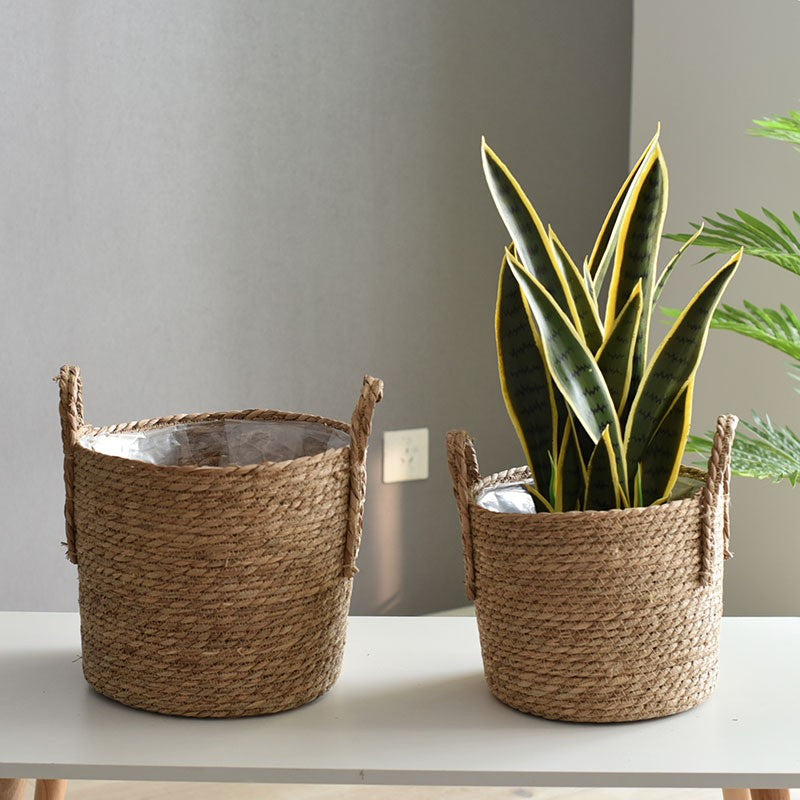 Handmade Handle Rattan Multi-use Storage Basket
