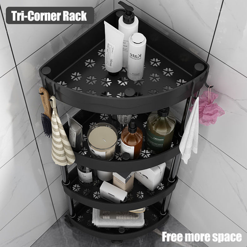 Wheeled Tri-Corner Storage Trolley Rack