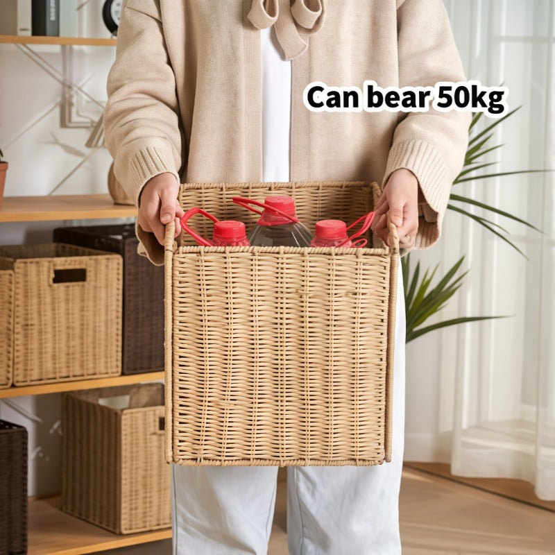 Foldable Handwoven Rattan Storage Basket