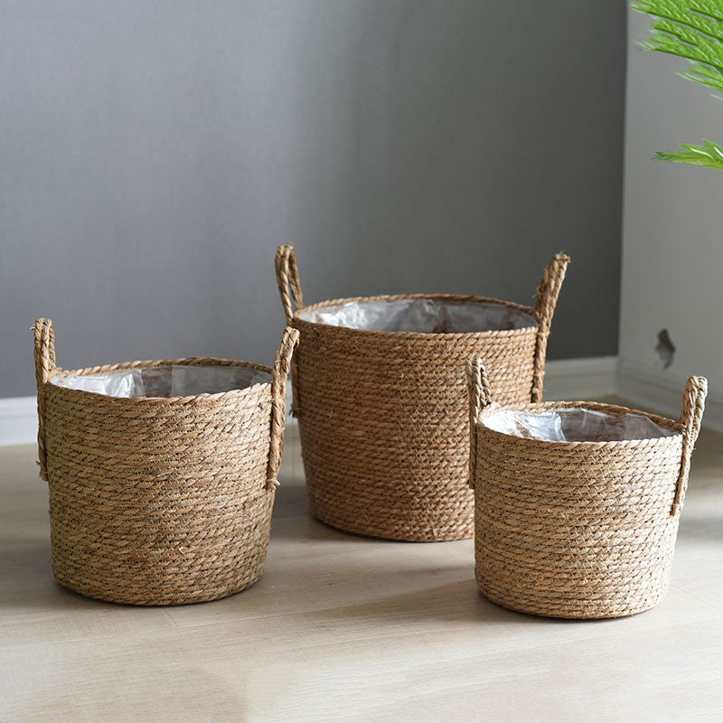 Handmade Handle Rattan Multi-use Storage Basket