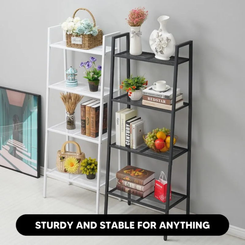4-Tier Carbon Steel Book Storage Display Rack