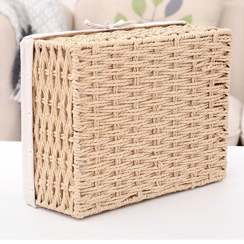Handwoven Rattan Desktop Cosmetic Storage Basket