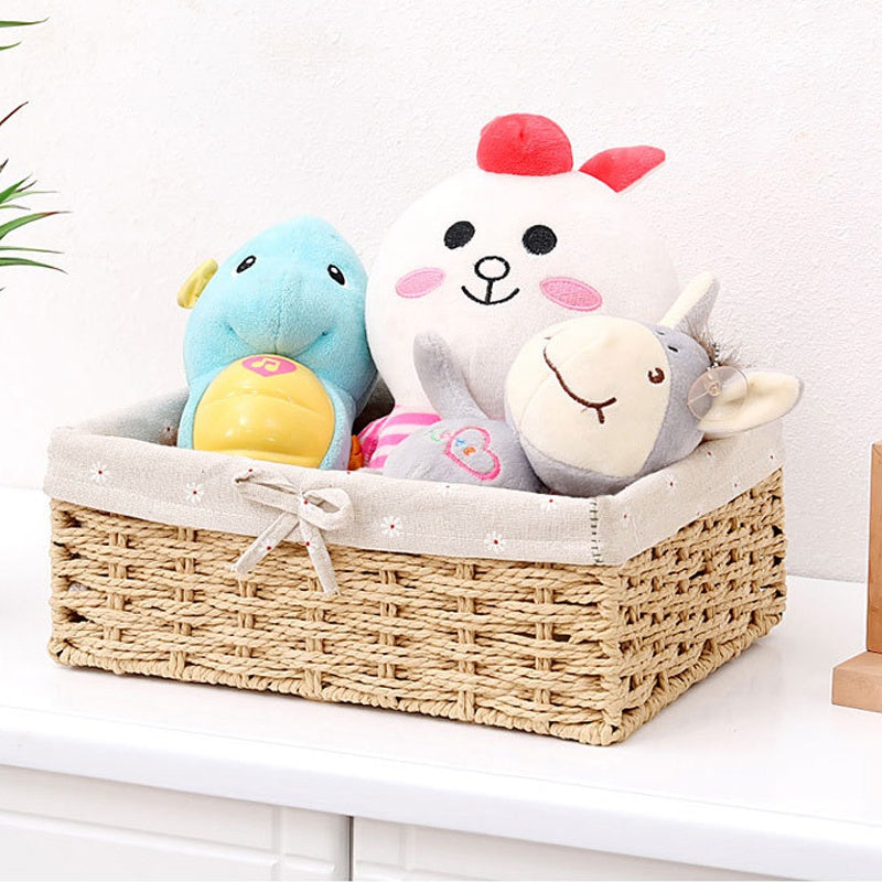 Handwoven Rattan Desktop Cosmetic Storage Basket