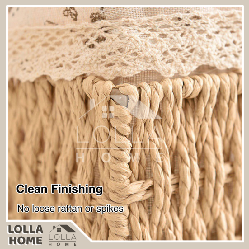 Lidded Fabric Rattan Storage Organizer Box