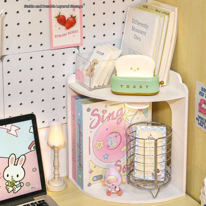 Multi-Layer Corner Desk Storage Rack