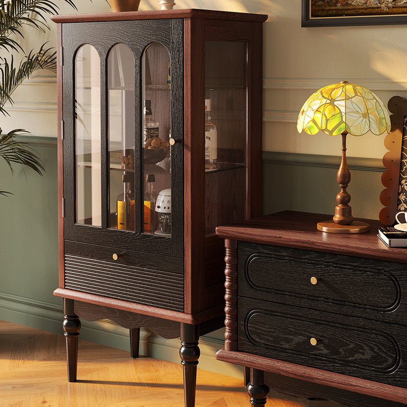 Vintage Solid Wood Glass Display Cabinet