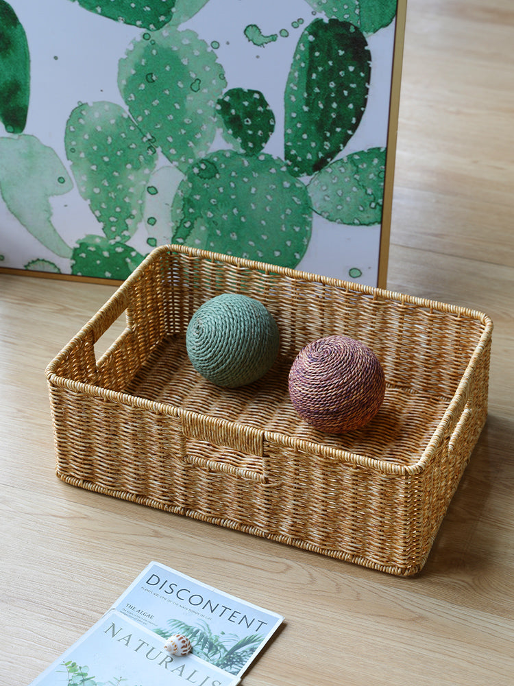 Rattan Woven Storage Basket Drawer Organizer