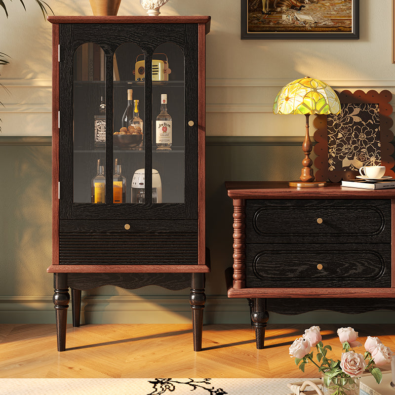 Vintage Solid Wood Glass Display Cabinet