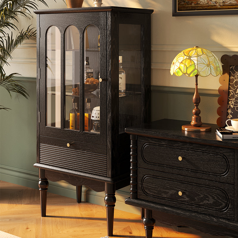 Vintage Solid Wood Glass Display Cabinet