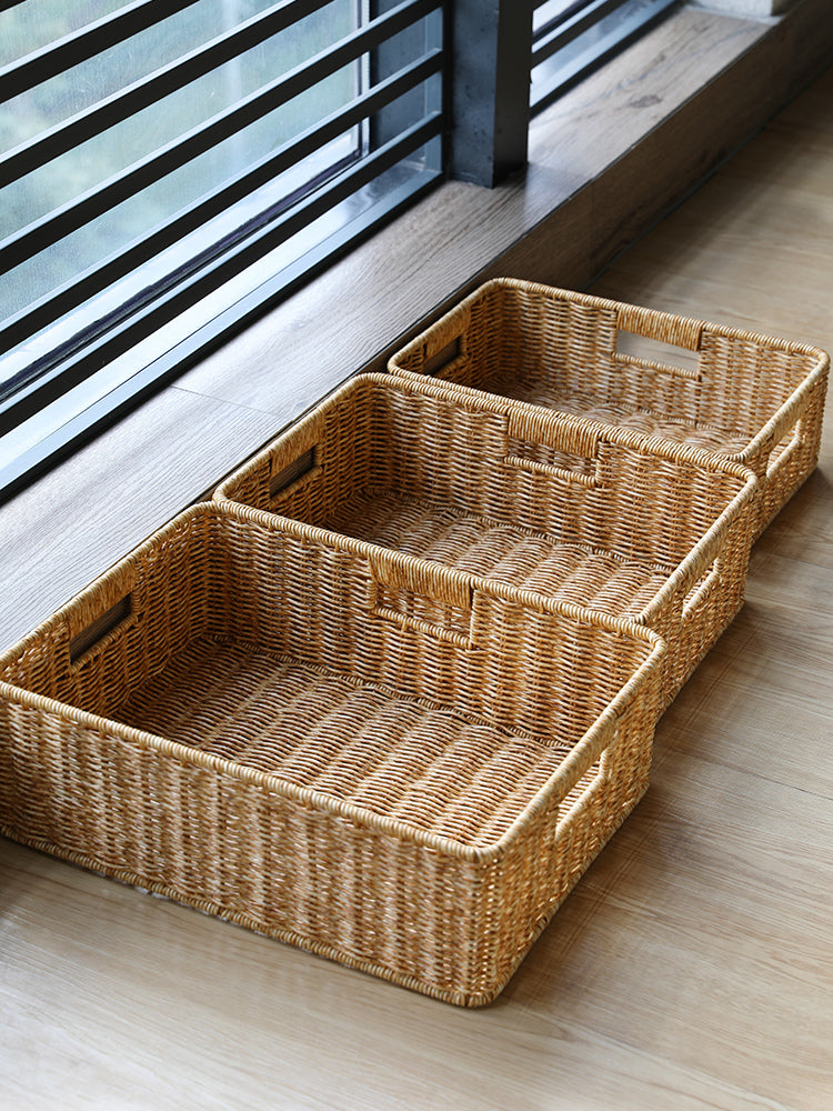 Rattan Woven Storage Basket Drawer Organizer