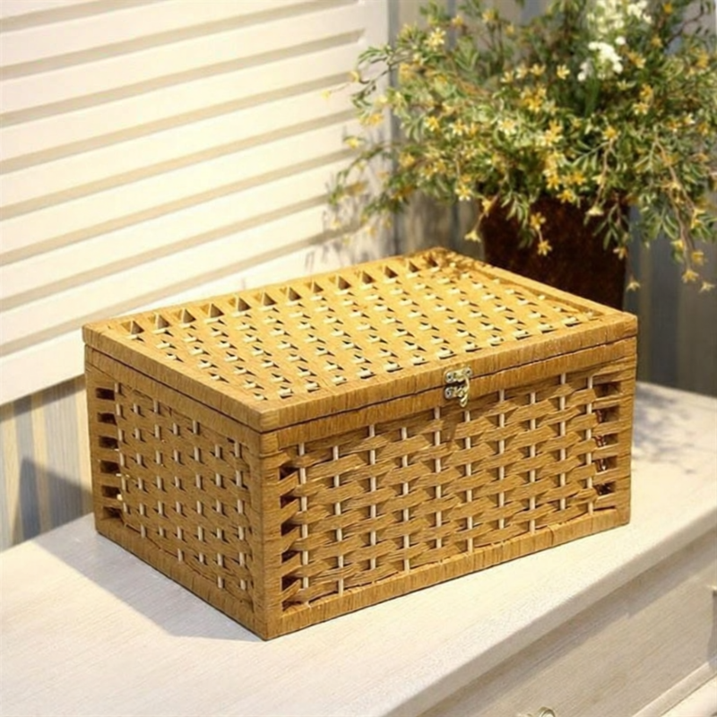 Nordic Rattan Desktop Cosmetic Storage Box
