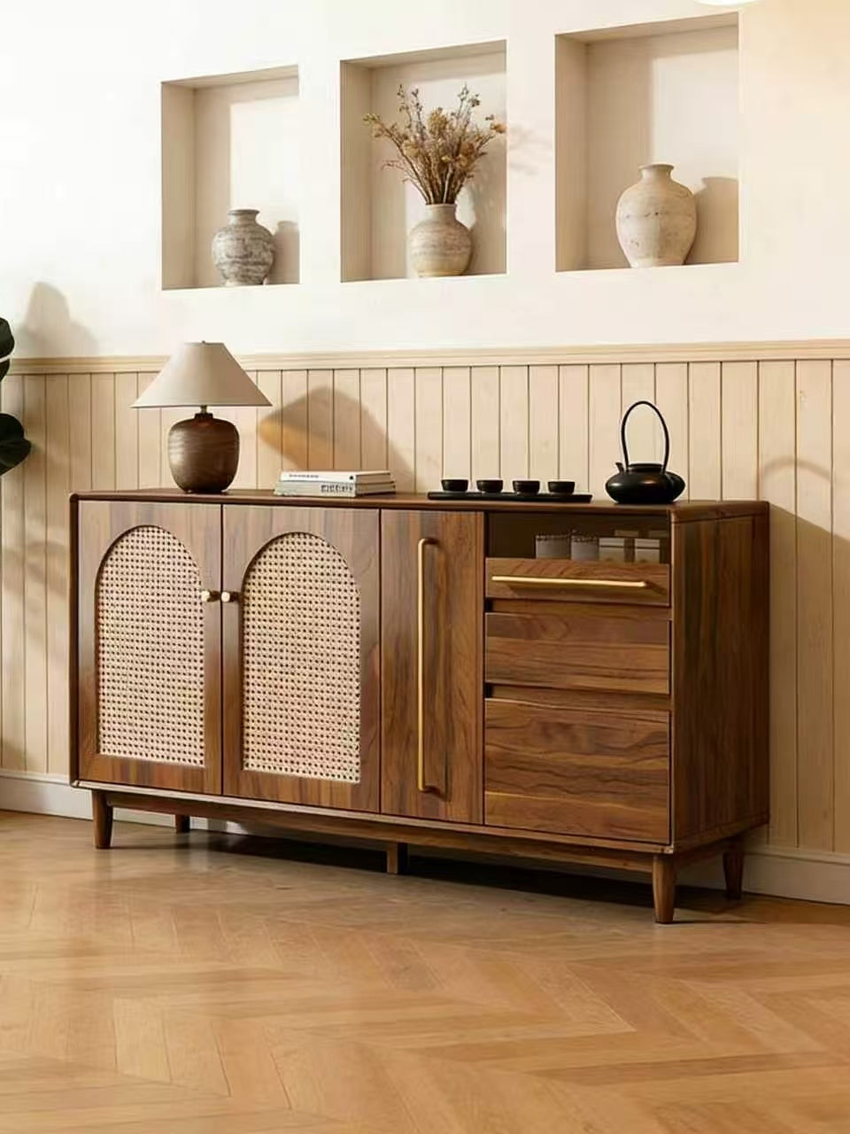 Solid Wood Kitchen Living Storage Cabinet