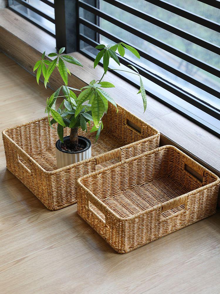 Rattan Woven Storage Basket Drawer Organizer