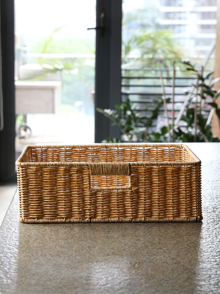Rattan Woven Storage Basket Drawer Organizer