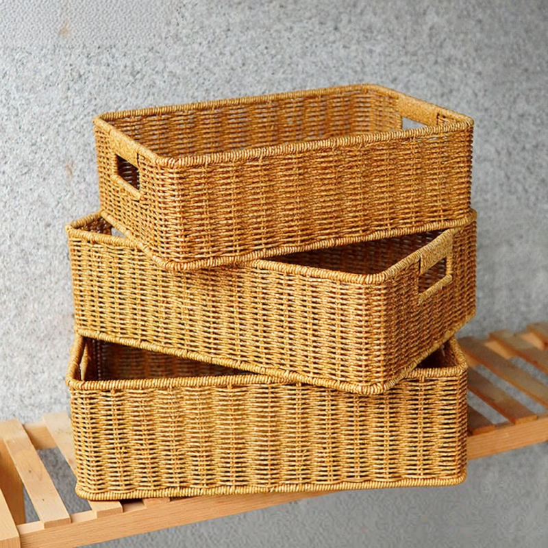 SHANLIHANSHE Living Room Rattan Storage Basket