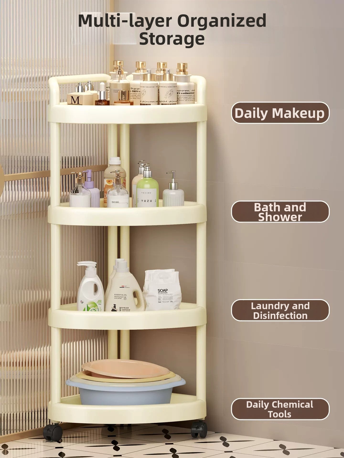 JIAJIESHI Floor Bathroom Corner Rack