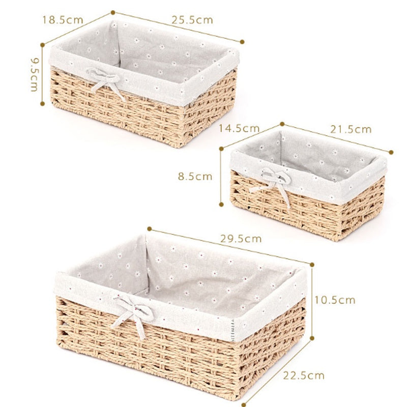 Handwoven Rattan Desktop Cosmetic Storage Basket