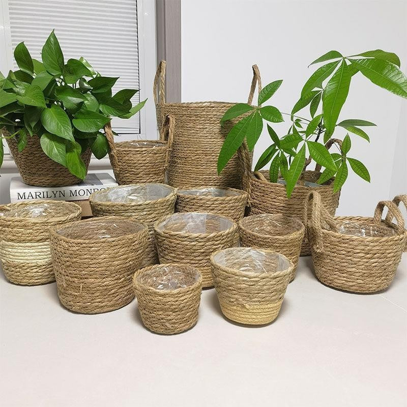 Handmade Handle Rattan Multi-use Storage Basket