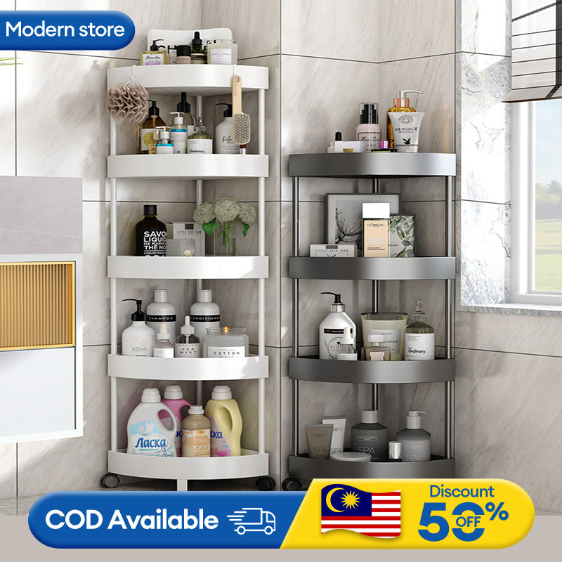 Wheeled Tri-Corner Storage Trolley Rack